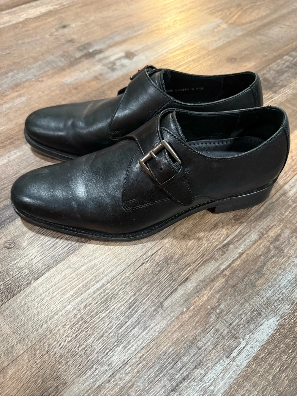 Cole Haan Men's Black Leather Single Monk Strap Dress Shoes Size 8.5